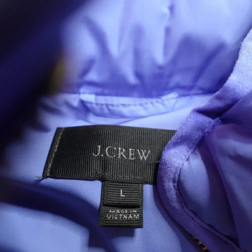 J.Crew Womens Vest Large Blue Solid Down Filled Full Zip Mountain Puffer Quilted - Picture 2 of 9